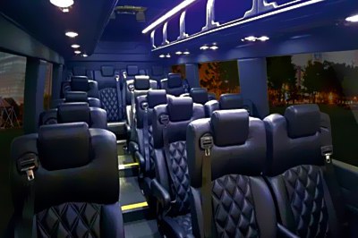 Inside a sprinter from our bus rental service